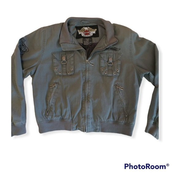 Women's Large L Harley-Davidson Army Green Jacket Camo Inside 97508-05VW - Picture 2 of 9